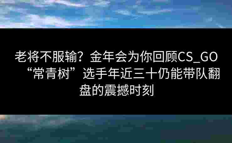 老将不服输？金年会为你回顾CS_GO“常青树”选手年近三十仍能带队翻盘的震撼时刻